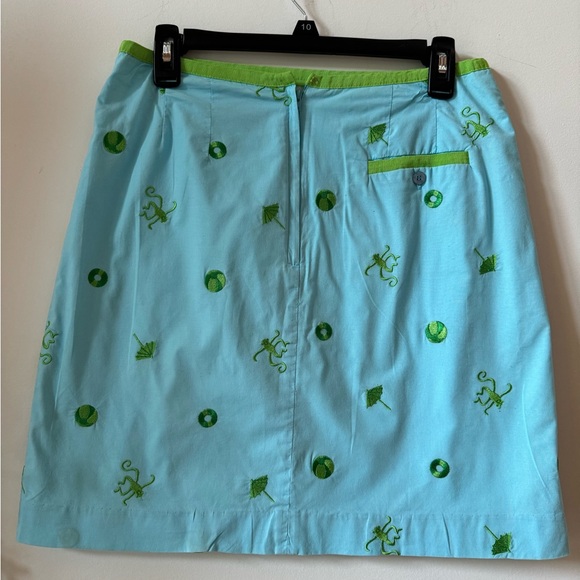 Lilly Pulitzer monkey and beach ball print blue and green summer skirt 6 - Picture 3 of 7